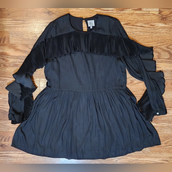 Anthropologie dRA Los Angeles Salinas Black Pleated Ruffle Mini Dress - Picture 9 of 10